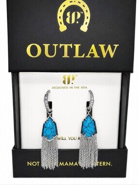Bomb Party Outlaw "Bulletproof Belle" Tassel Earrings NWT Turquoise Magnesite